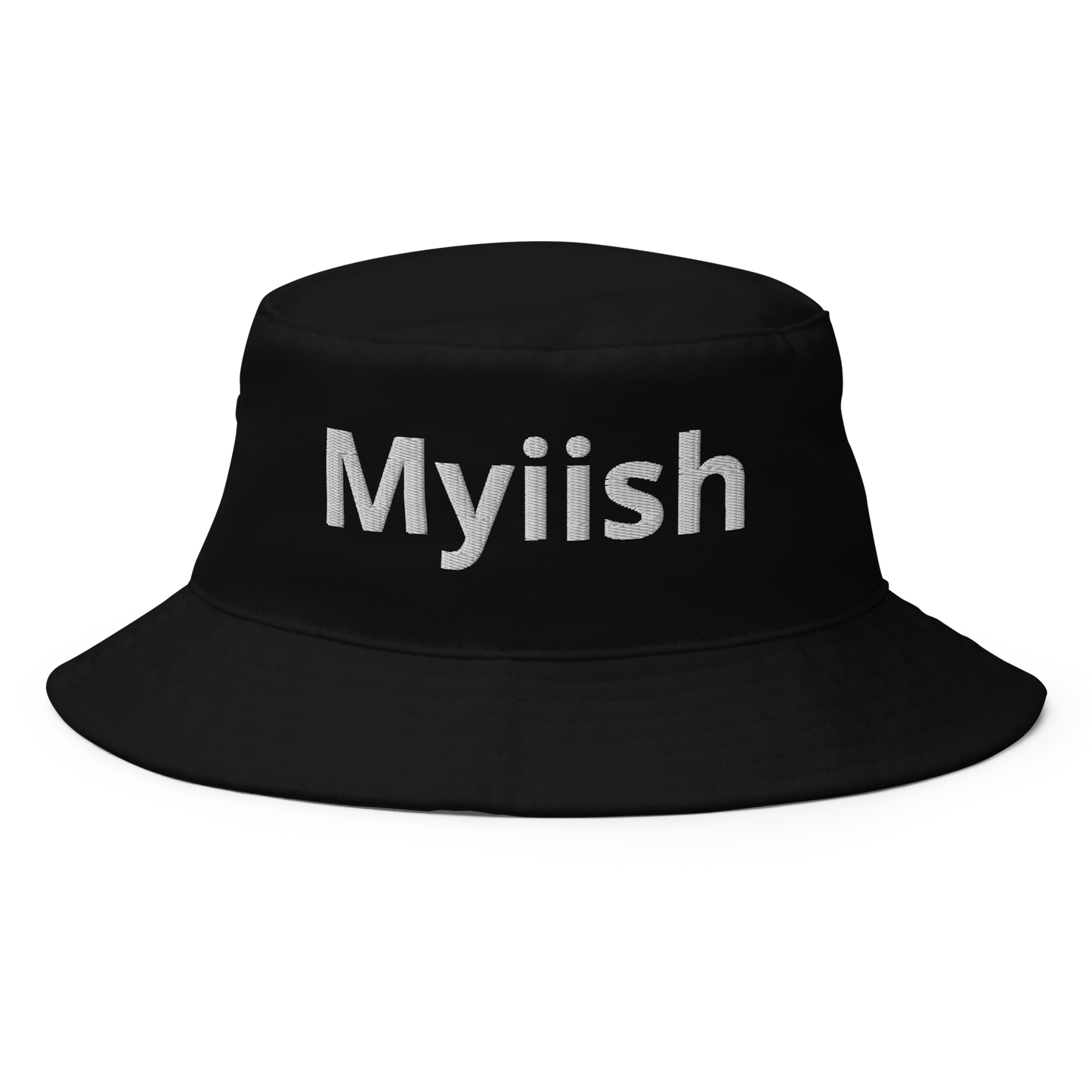 Myiish Black Bucket Hat (White Embroidery Letters)