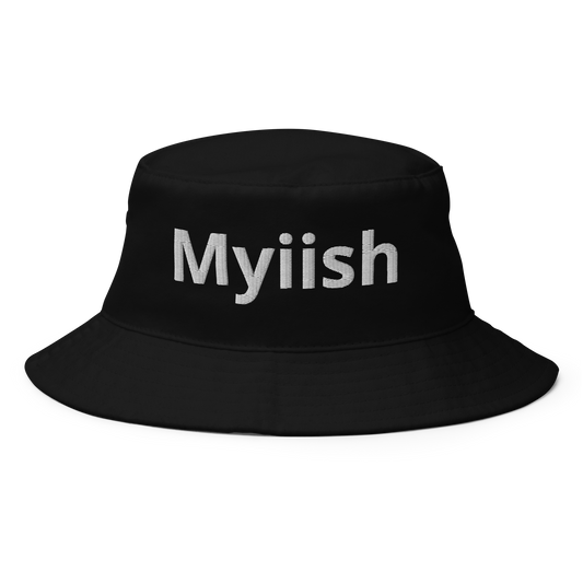 Myiish Black Bucket Hat (Embroidery white letters)