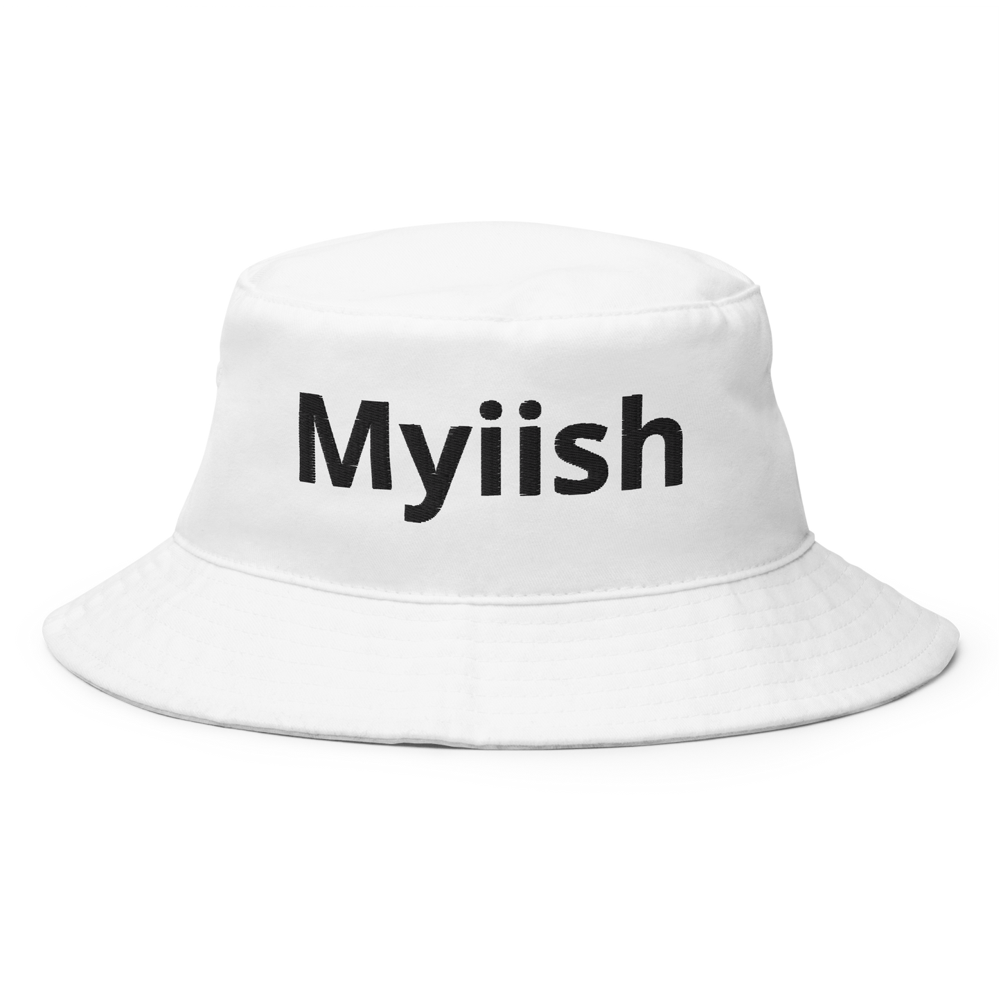 Myiish White Bucket Hat (Embroidery black Letters)