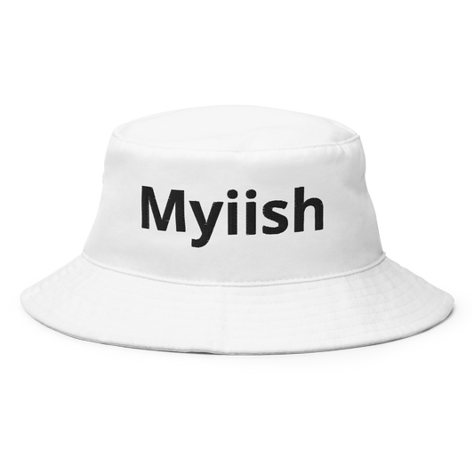 Myiish White Bucket Hat (Embroidery black Letters)