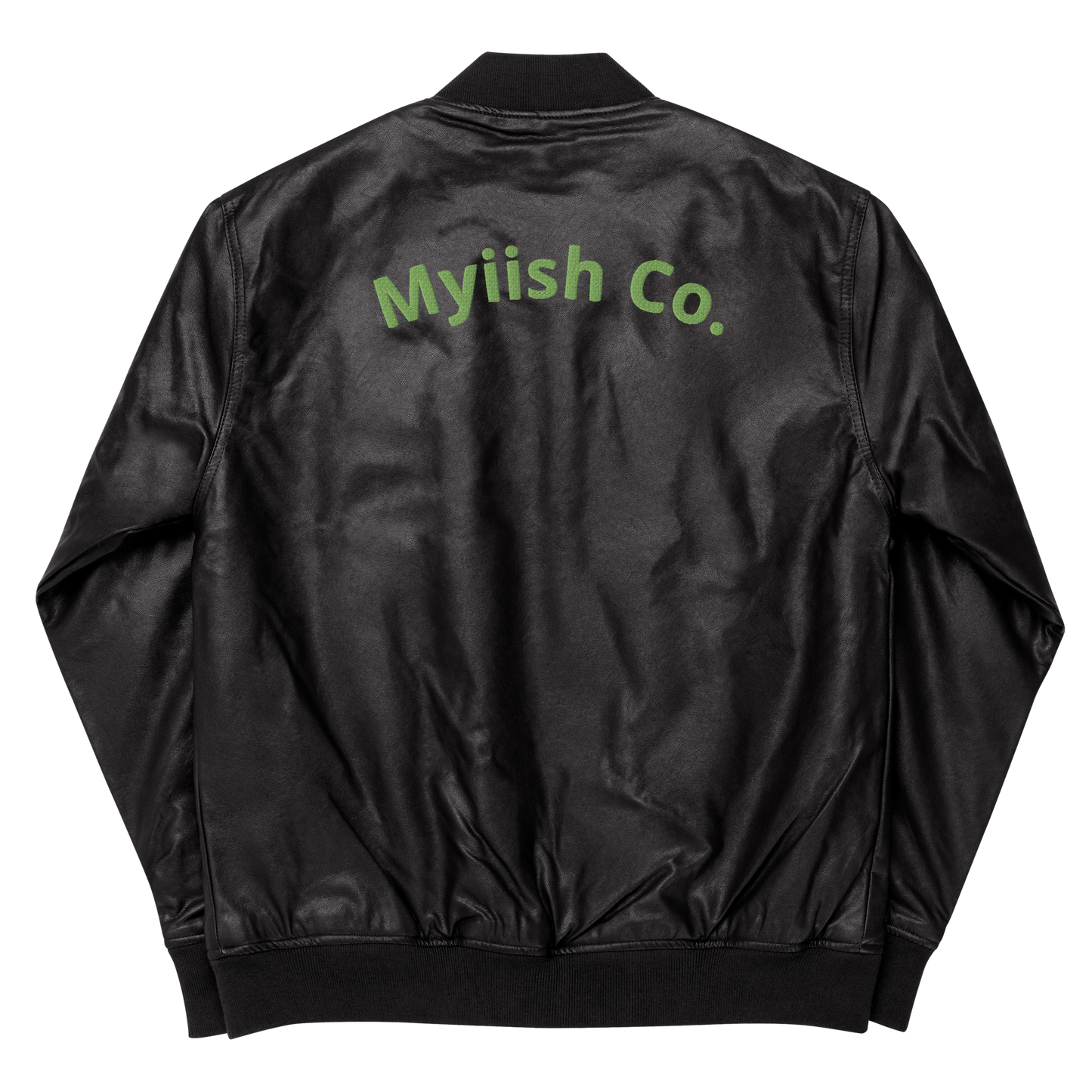 Myiish Faux Leather Bomber Jacket (Black)