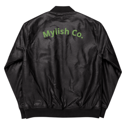 Myiish Faux Leather Bomber Jacket (Black)