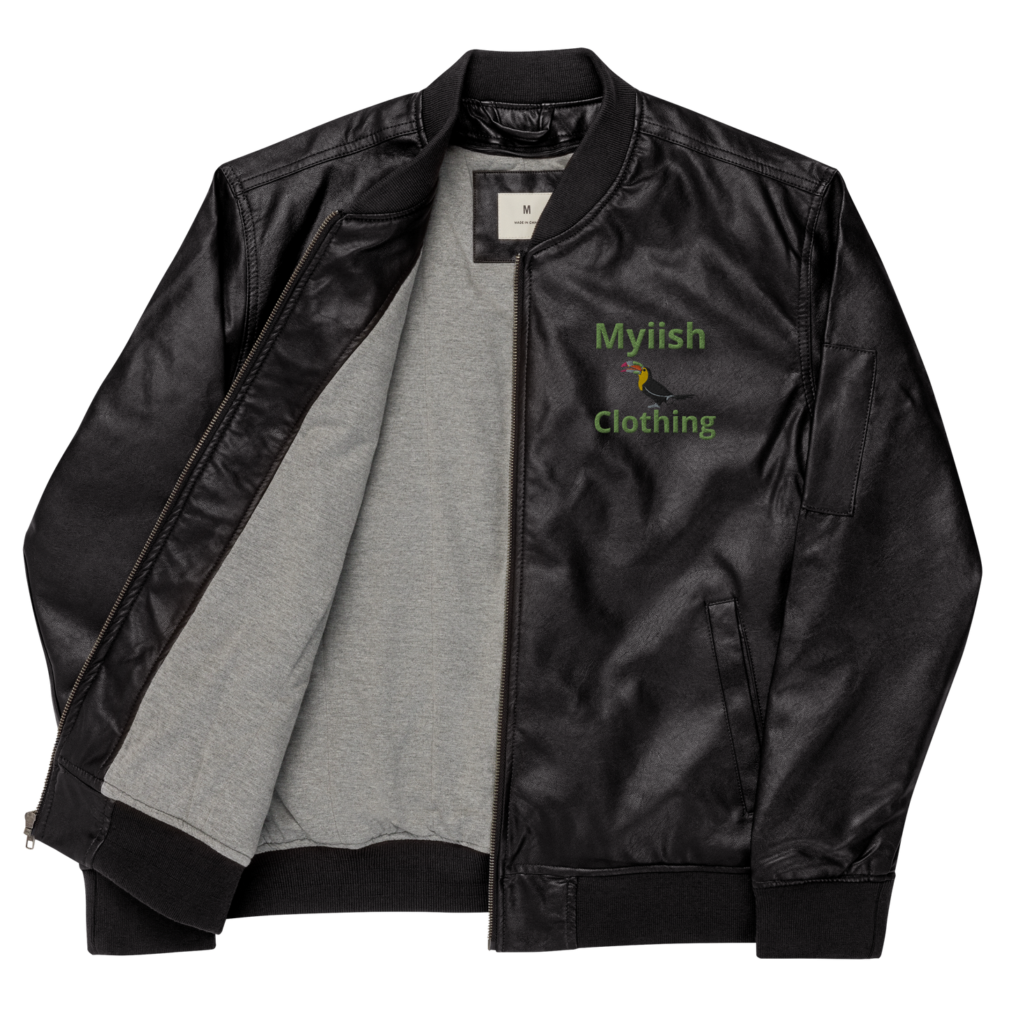 Myiish Faux Leather Bomber Jacket (Black)