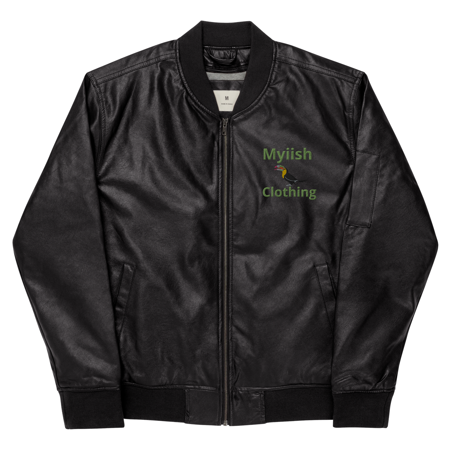 Myiish Faux Leather Bomber Jacket (Black)