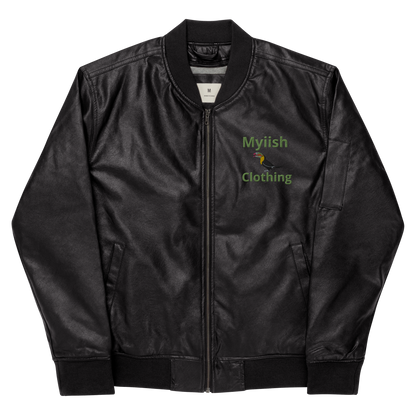 Myiish Faux Leather Bomber Jacket (Black)