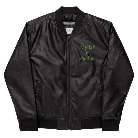 Myiish Faux Leather Bomber Jacket (Black)