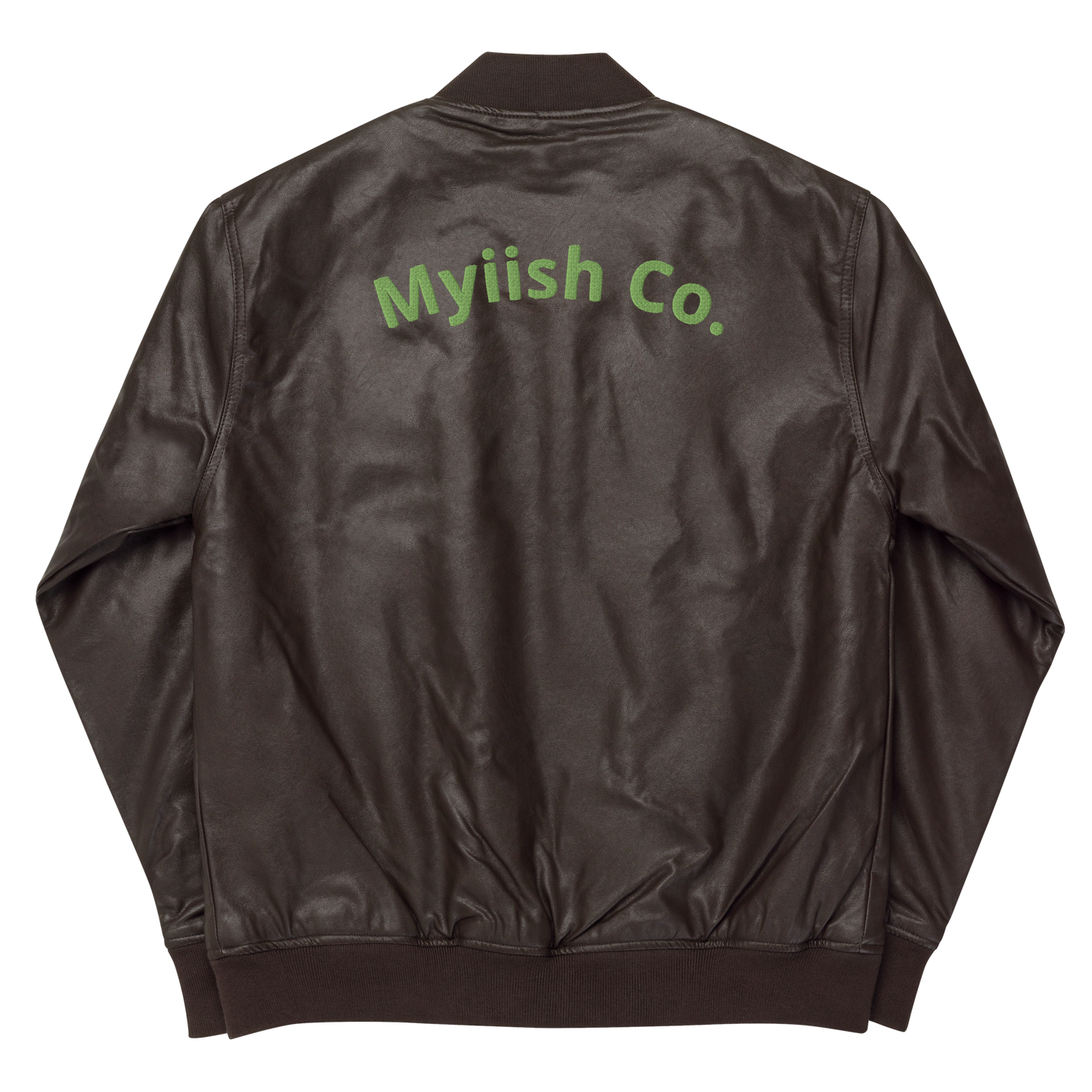 Myiish Faux Leather Bomber Jacket (Brown)