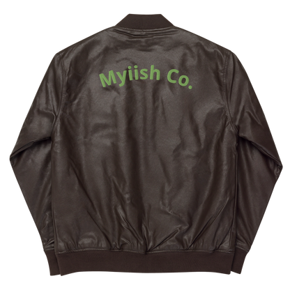 Myiish Faux Leather Bomber Jacket (Brown)