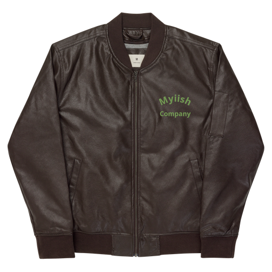 Myiish Faux Leather Bomber Jacket (Brown)